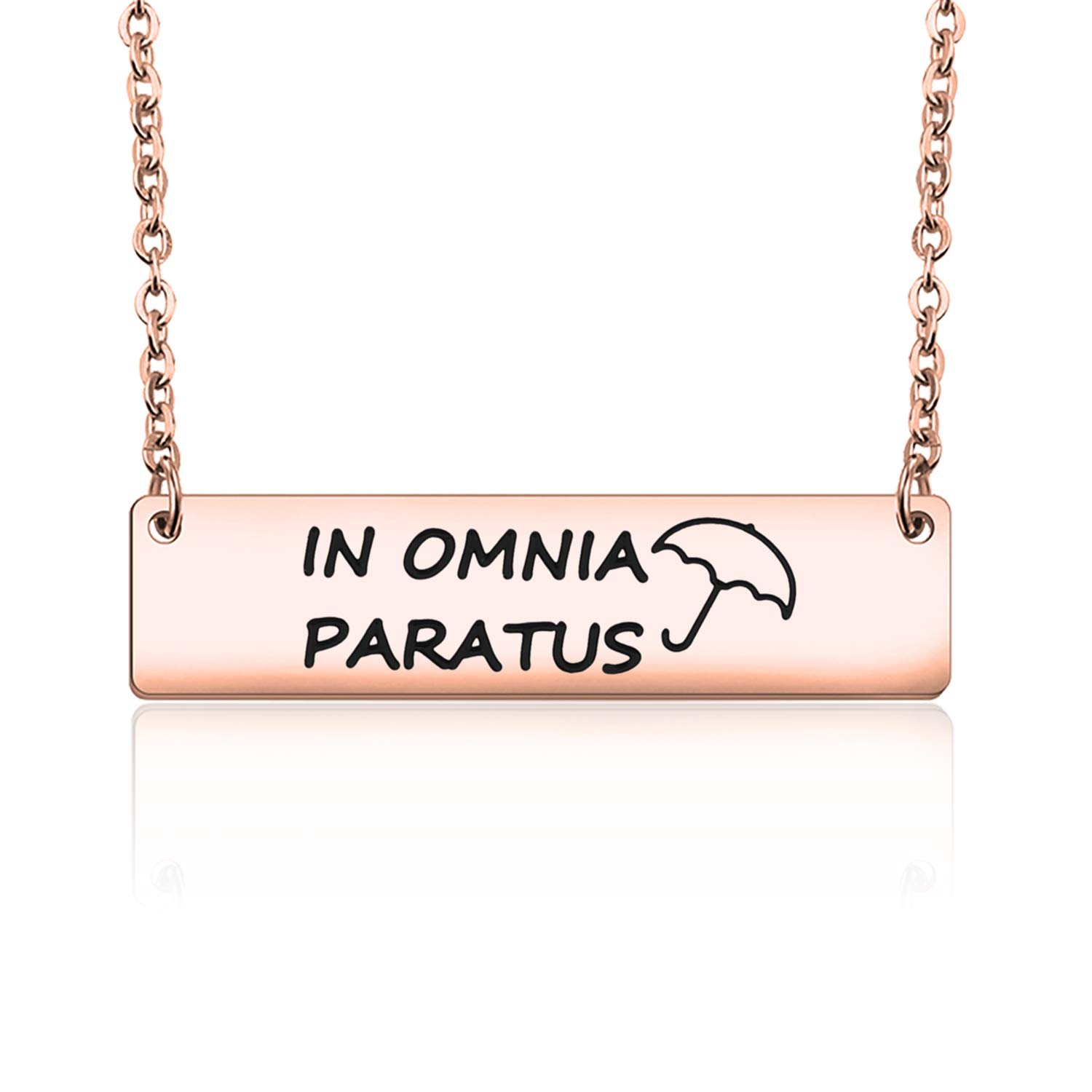 PLITIPLITI In Omnia Paratus Bar Necklace Ready for Anything Motivational Gift Umbrella Charm Gifts