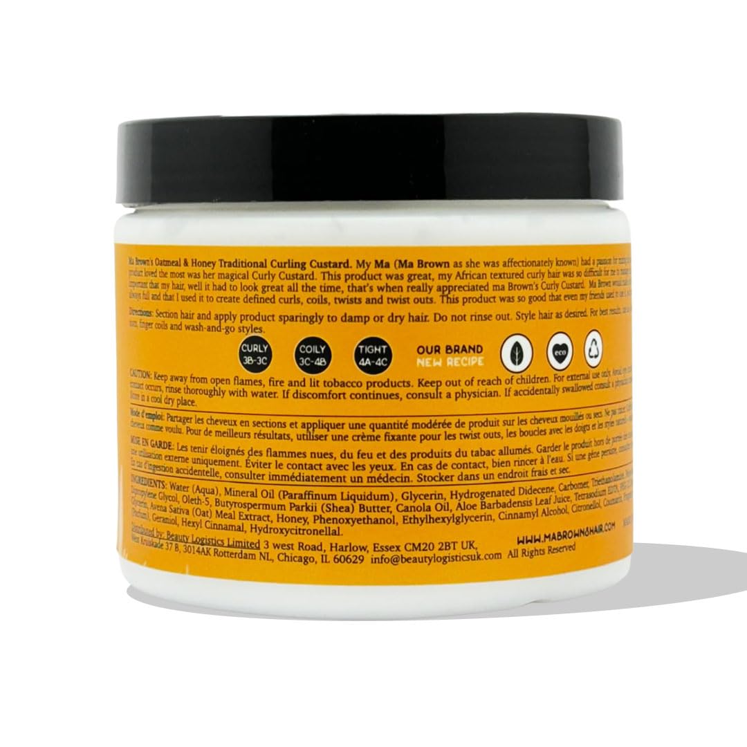Ma Browns Oatmeal and Honey Curling Custard for Defined Curly Hair 16 oz, 454g, Jar Define curls naturally - Image 2