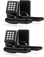 Vista 7 de Cerradura de puerta de entrada sin llave con asa, tarjeta IC y contraseña antiespía, fácil instalación para el hogar, hotel, negro mate Mate negro