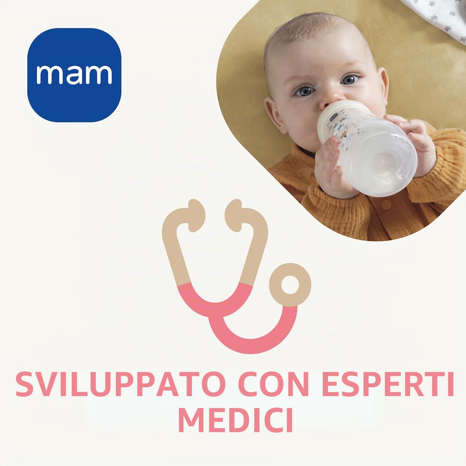 Istruzioni in Lingua Straniera - Mam Easy Active Baby Bottle, Biberon Grande per Apprendimento Ergonomico, Facile da Impugnare, Tettarella N. 3 in Silicone e Coperchio Salvagoccia, 4 Mesi, Blu, 330 Ml