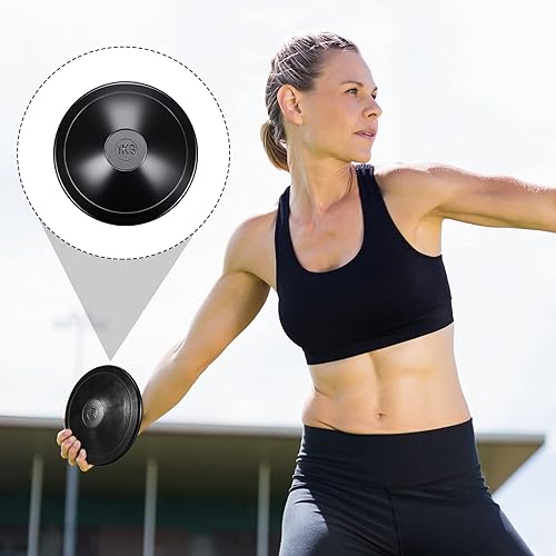 Miniatura 2 de Deekin 2 unidades de disco de goma de 2.2 lbs de tiro negro para la escuela, pista y campo, discos de hierro para niños y niñas, práctica al aire