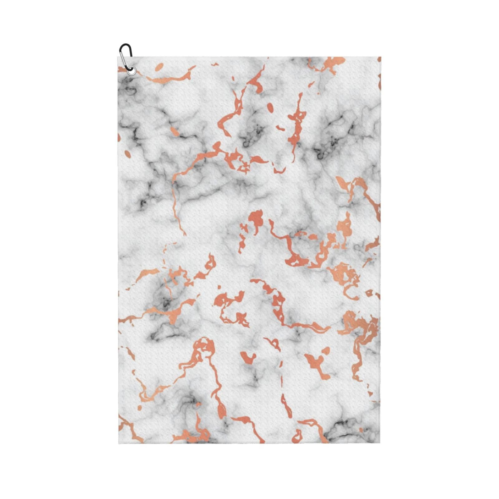 Hnnkloy Marble Texture Copper Splatter, 16x24 in Portable Waffle Golf Towels with Carabiner Clip for Golf Bag