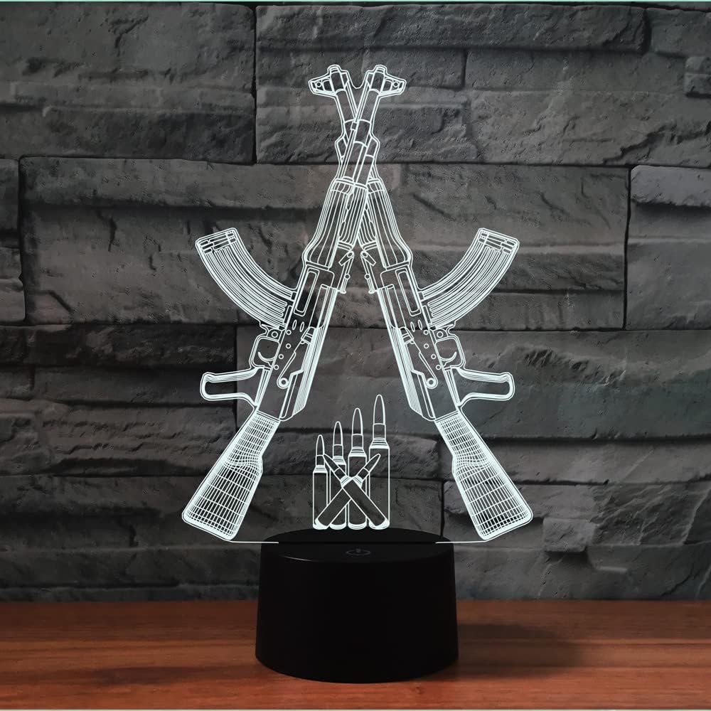 Night Light for Kids 3D Rifle Led Lamp with Remote Control 16 Color Changing Xmas Birthday Gift for Child