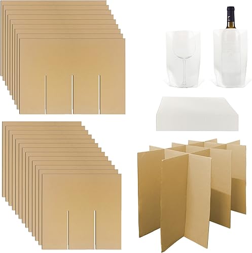 4 juegos de separadores de vidrio para mudanza, kit de caja de mudanza de cocina, kit de cajas de mudanza de platos, 20 divisores de cartón con 48