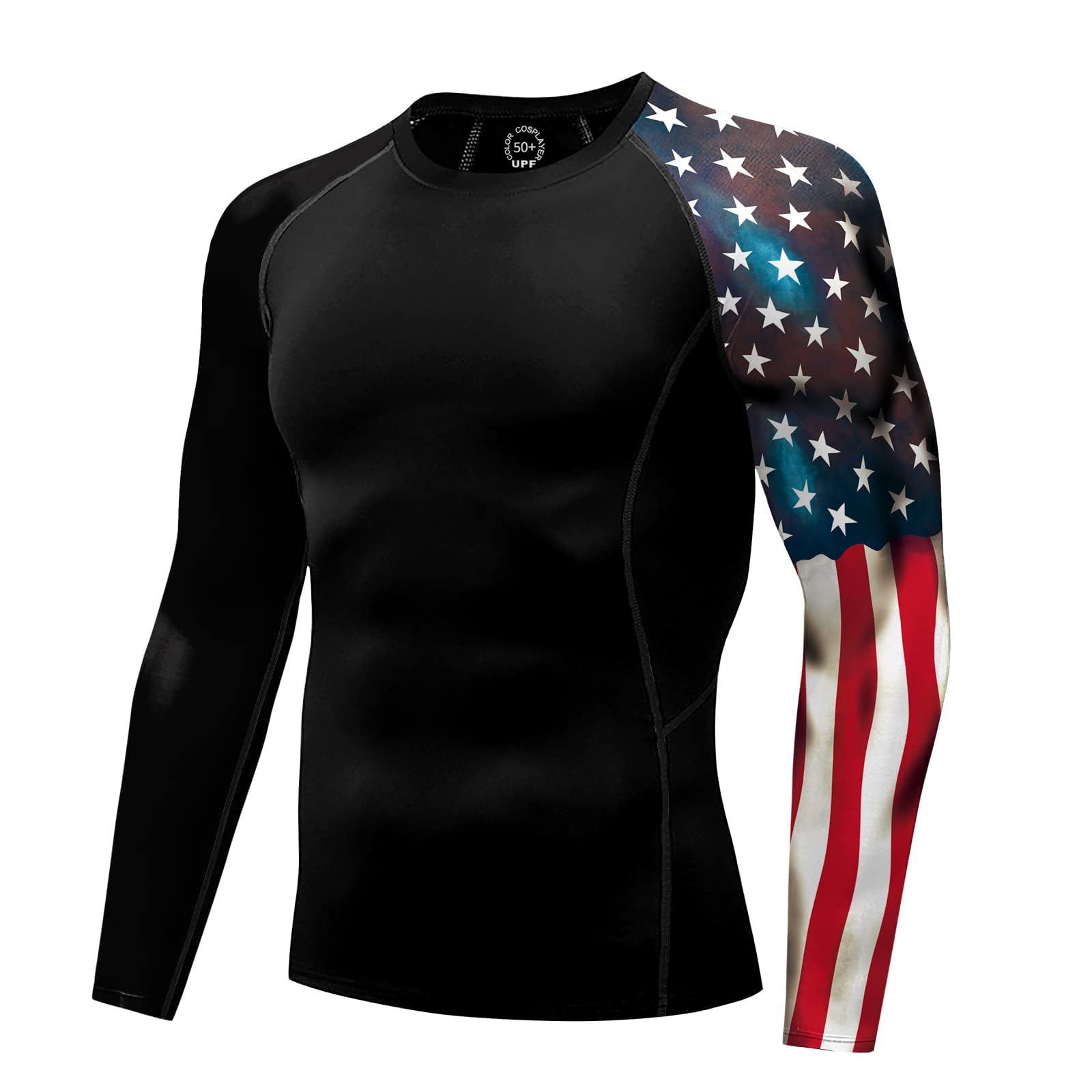 color cosplayerJiu Jitsu Men's Long Sleeve UPF 50+ Sun Protection Skins Performance Fit Compression Rash Guard
