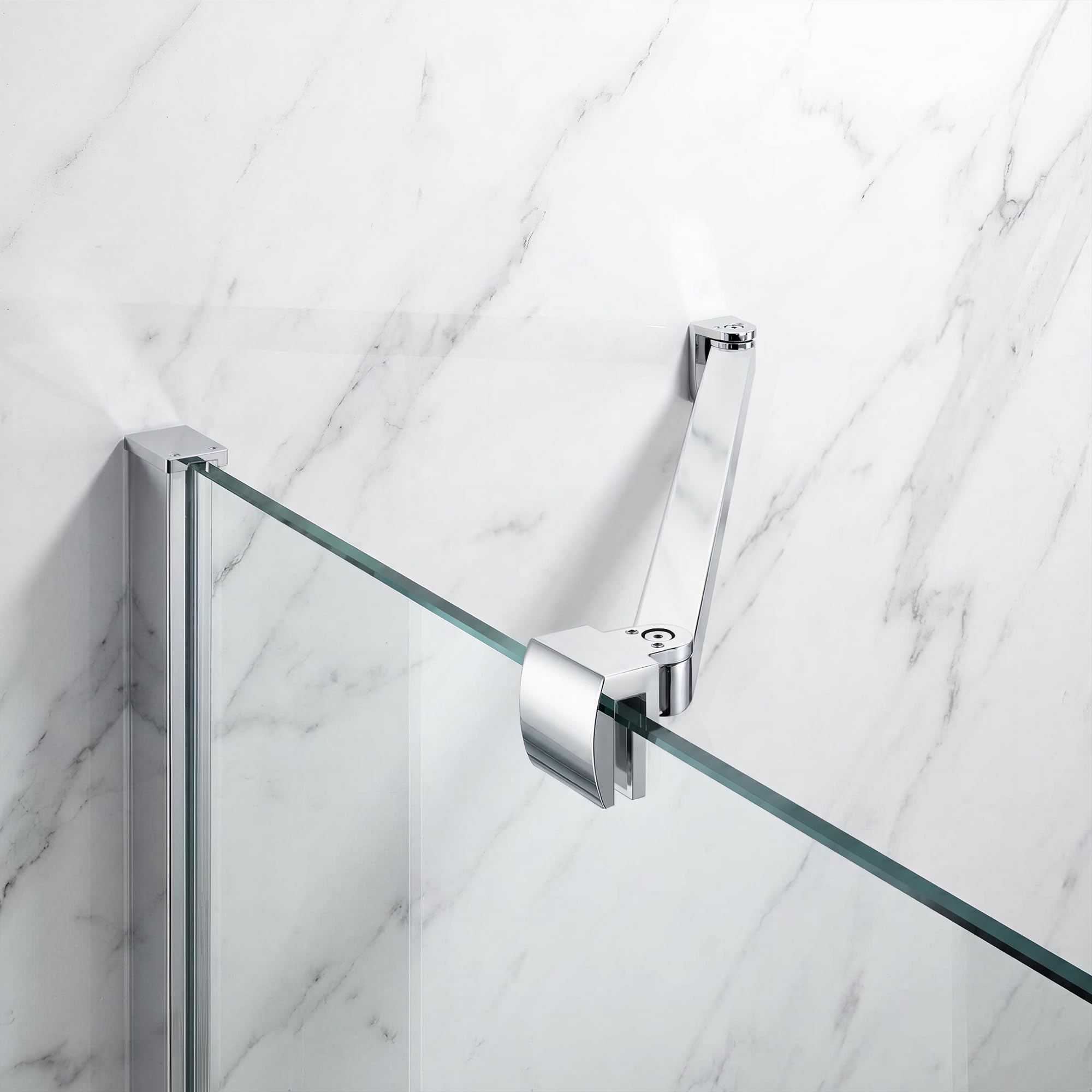 Duschstabilisator 400 mm für 6–10 mm Glas, Chrom | 304 Edelstahl, 180° schwenkbare Wandmontage, quadratisches Design