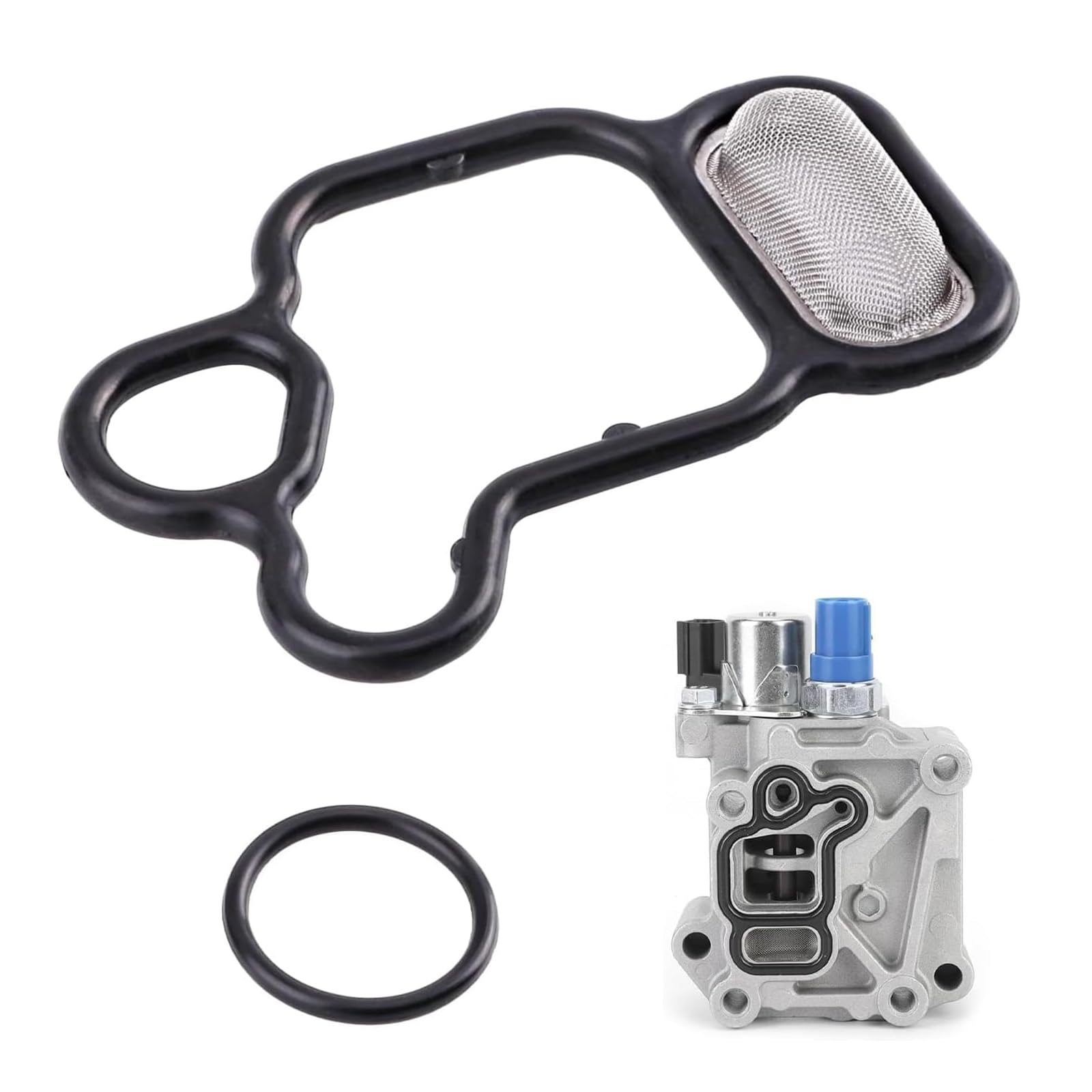 Polcatay 2 PCS Solenoid Gasket, Engine Oil Filter Housing Gasket with O-Ring Kit, Valve Filter VTEC Washer Replacement 15815-R40-A01 91319-PAA-A01,
