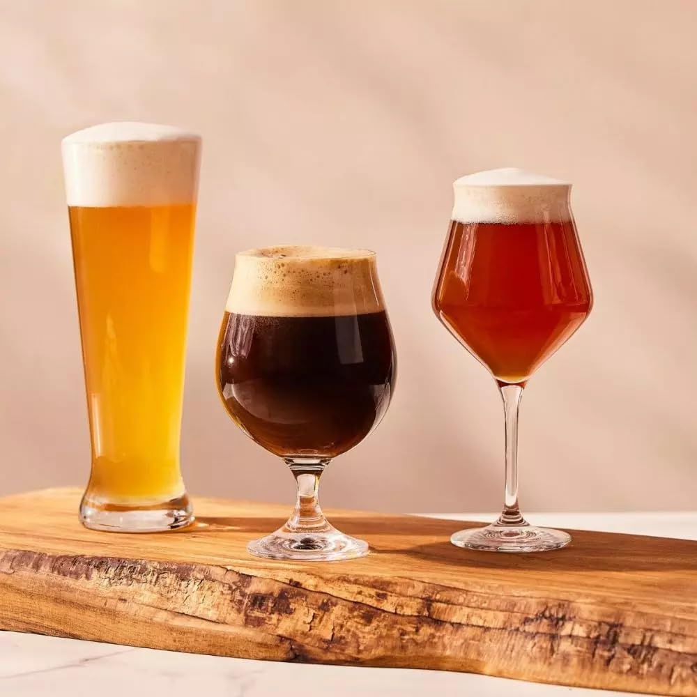 KROSNO Vasos de cerveza Dark Ale Stout, juego de 6 unidades, 16.5 onzas, colección Elite, perfecto para el hogar, restaurantes y fiestas, apto para lavavajillas y microondas