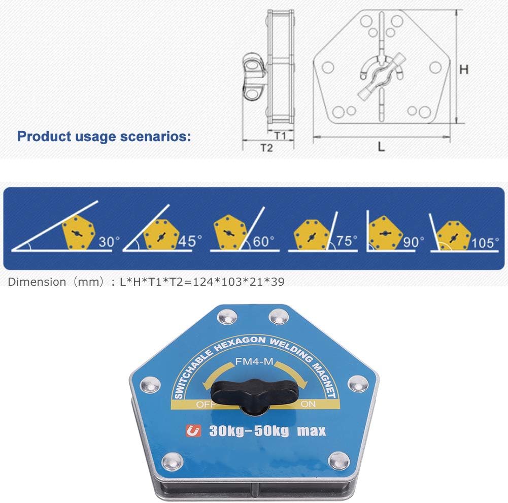 Magnetic Welding Locator Switchable Hex Strong Multi Angle Suction 30 to 50kg FM4 M