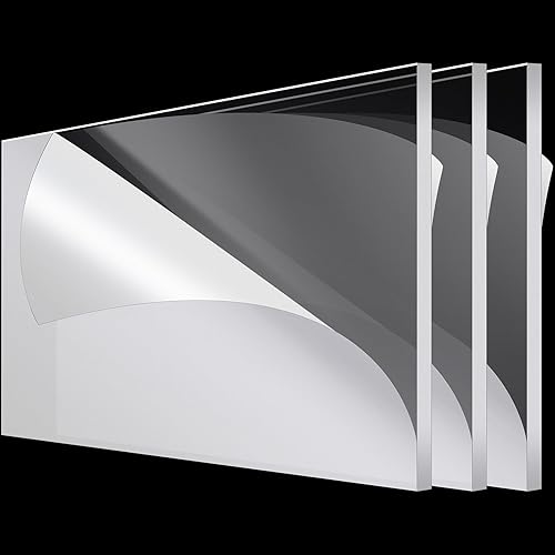 Roowest Hojas gruesas de acrílico transparente, paneles de plástico cortados a medida, panel de tablero de acrílico fundido con película protectora