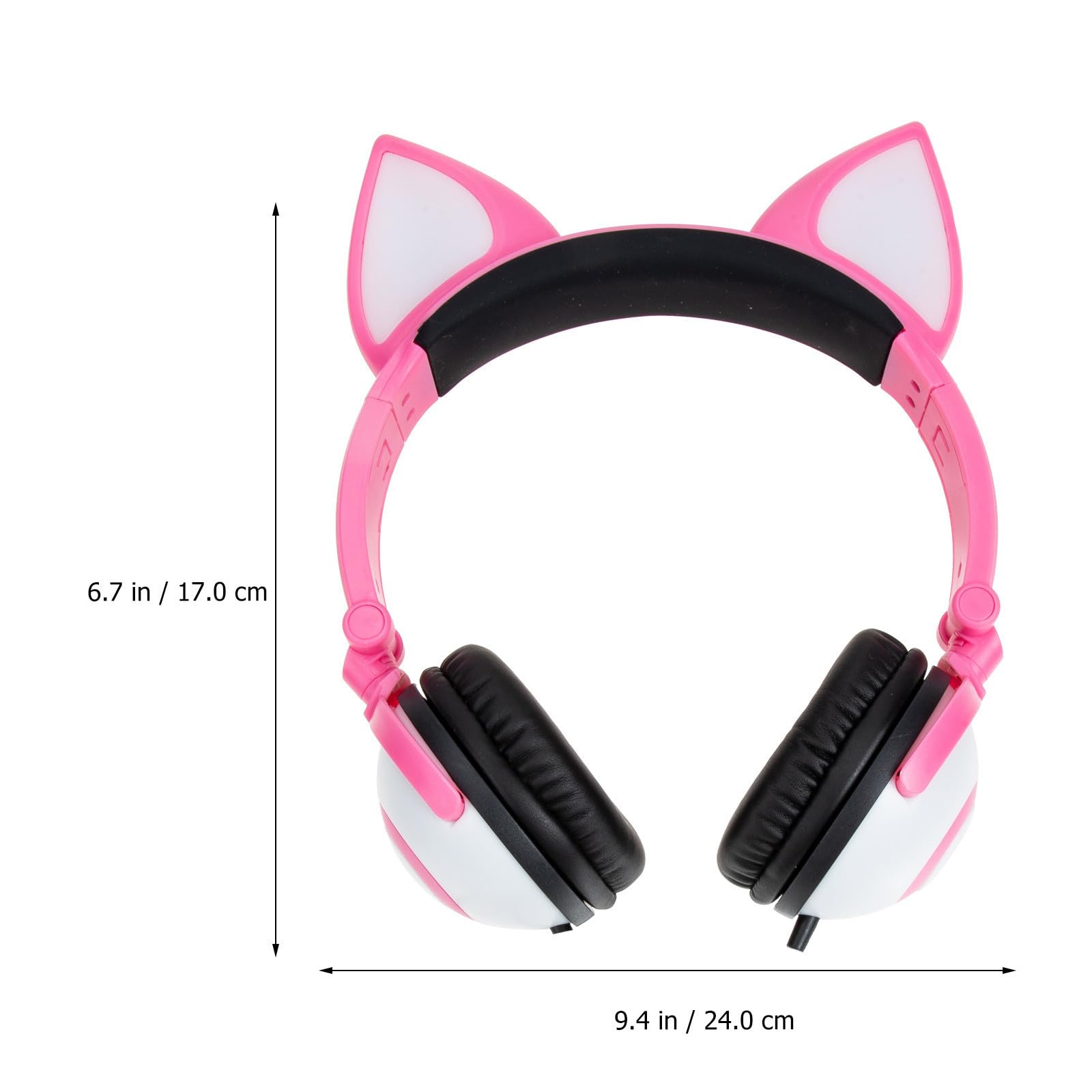CALLARON Cuffie per Orecchie da Gatto Luminosi, Design Ergonomico in Pvc, Auricolari Pieghevoli Microfono, Adatte per Ragazzi e Ragazze, Plug da 3.5mm