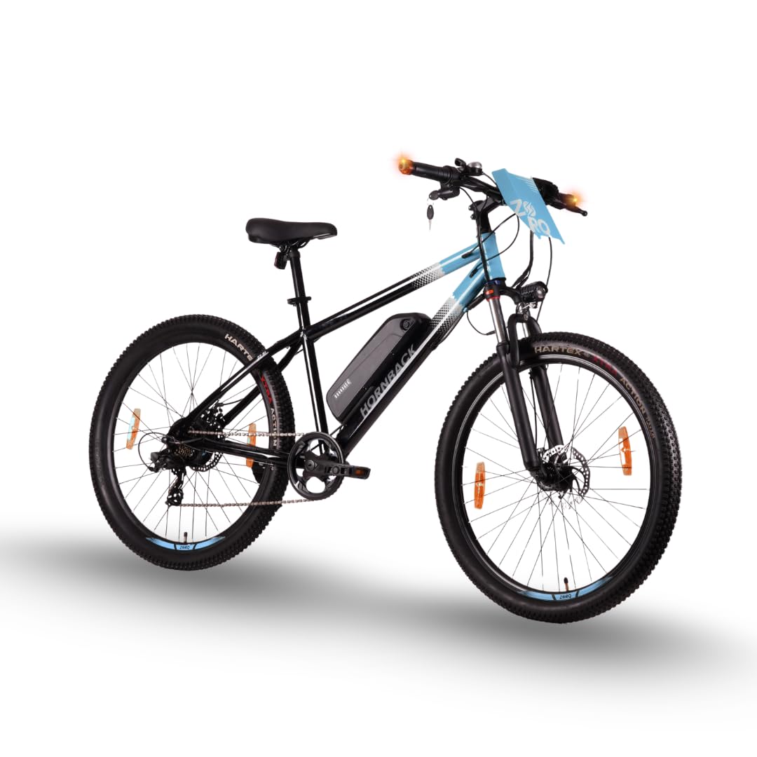Hornback Zorq EV+ Electric Cycle, Volt Blue, 29 Inch | 250W BLDC Motor | 13Ah Battery | 75km Range | Shimano 7-Speed | Lockout Suspension | USB Display | E-Bike for Men & Women-image-7