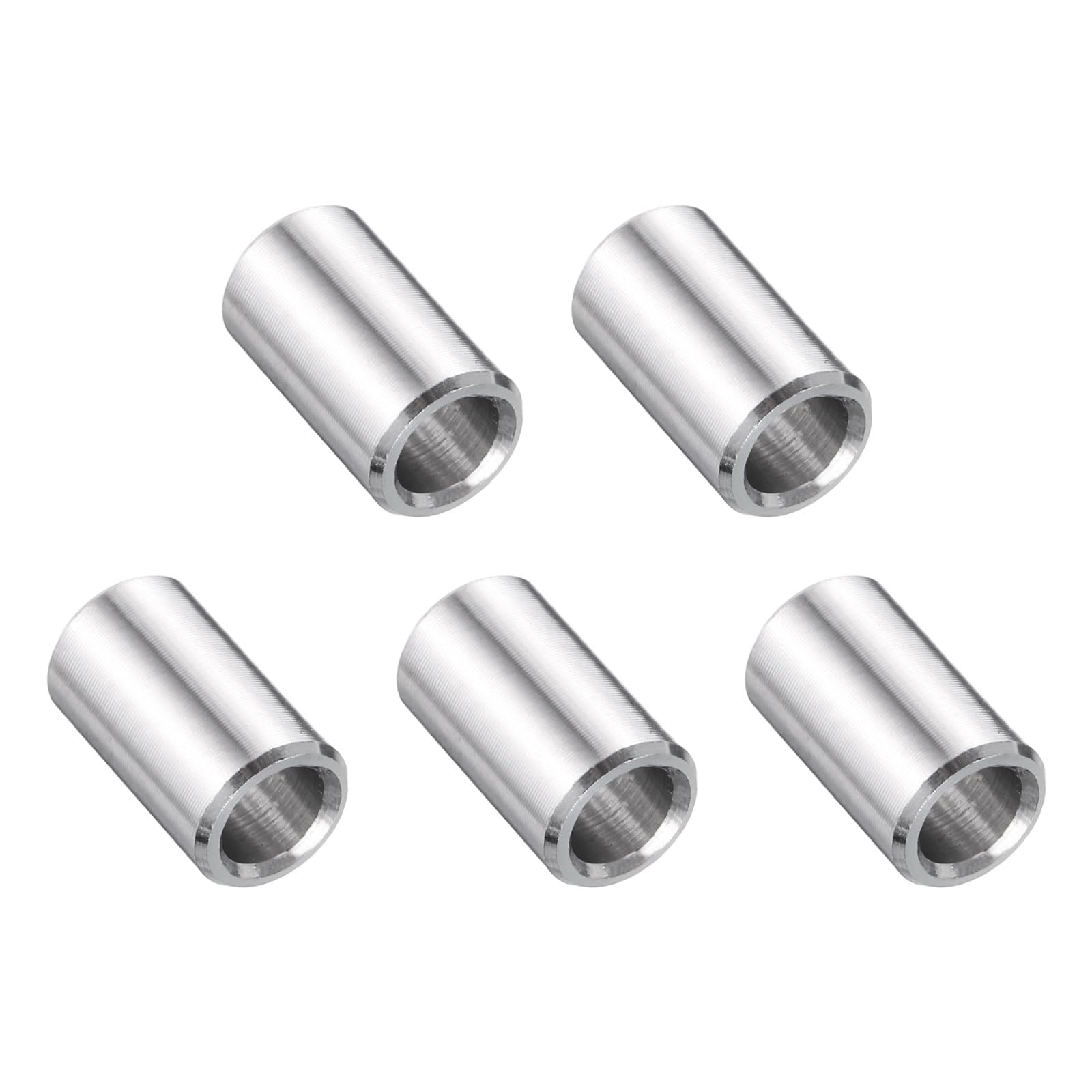 uxcell 5 Pcs Stainless Steel Spacer 1/4" Bore x 3/8" OD x 5/8" Length Screw Bushing Plain Finish Round Metal Spacer for 1/4" Screws Bolts and Rods