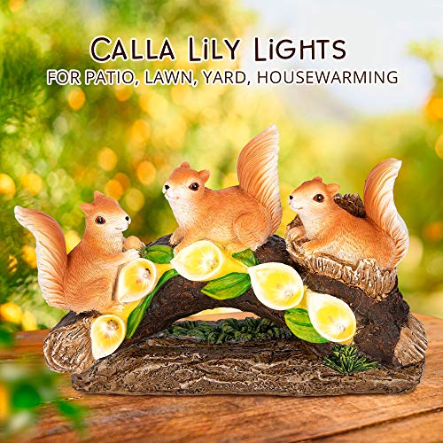 Squirrels-Garden-statues-and-figurines-Garden-Art-Outdoor-for-all-seasons-Garden-Decor-Solar-Statue-with-5-Calla-Lily-Lights-Garden-figurines-outdoor-Gift-for-Patio-Lawn-Yard