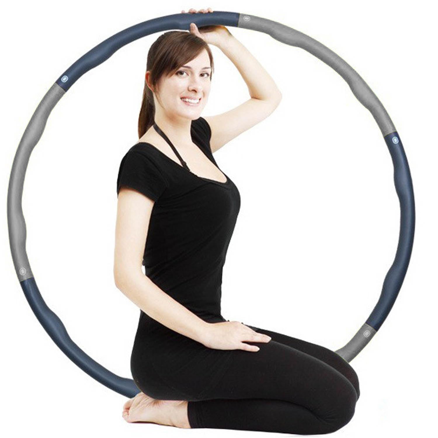 1,8kg Gewicht Hula Hoop Reifen Erwachsene Hullahub Reifen zum Abnehmen mit Wellendesign für fortgeschrittene 6 Teiliger und 100 cm Fitnessgerät für Zuhause Hoola Hoop Fitness