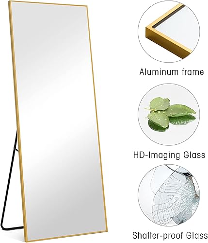 Miniatura 5 de NeuType - Espejo grande y rectangular de cuerpo entero de 59x20 pulgadas para vestidor y habitación, espejo con soporte de pie y para colgar en