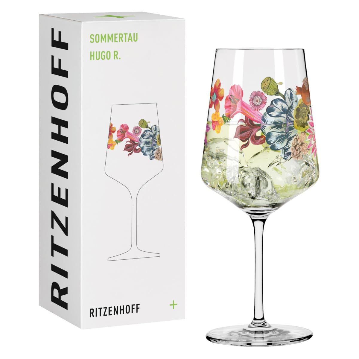 RITZENHOFF 2931006 Kieliszek do aperitifu 500 ml - seria Sommerrosa - motyw nr 6 z rośliną, drzewem - Made in Germany