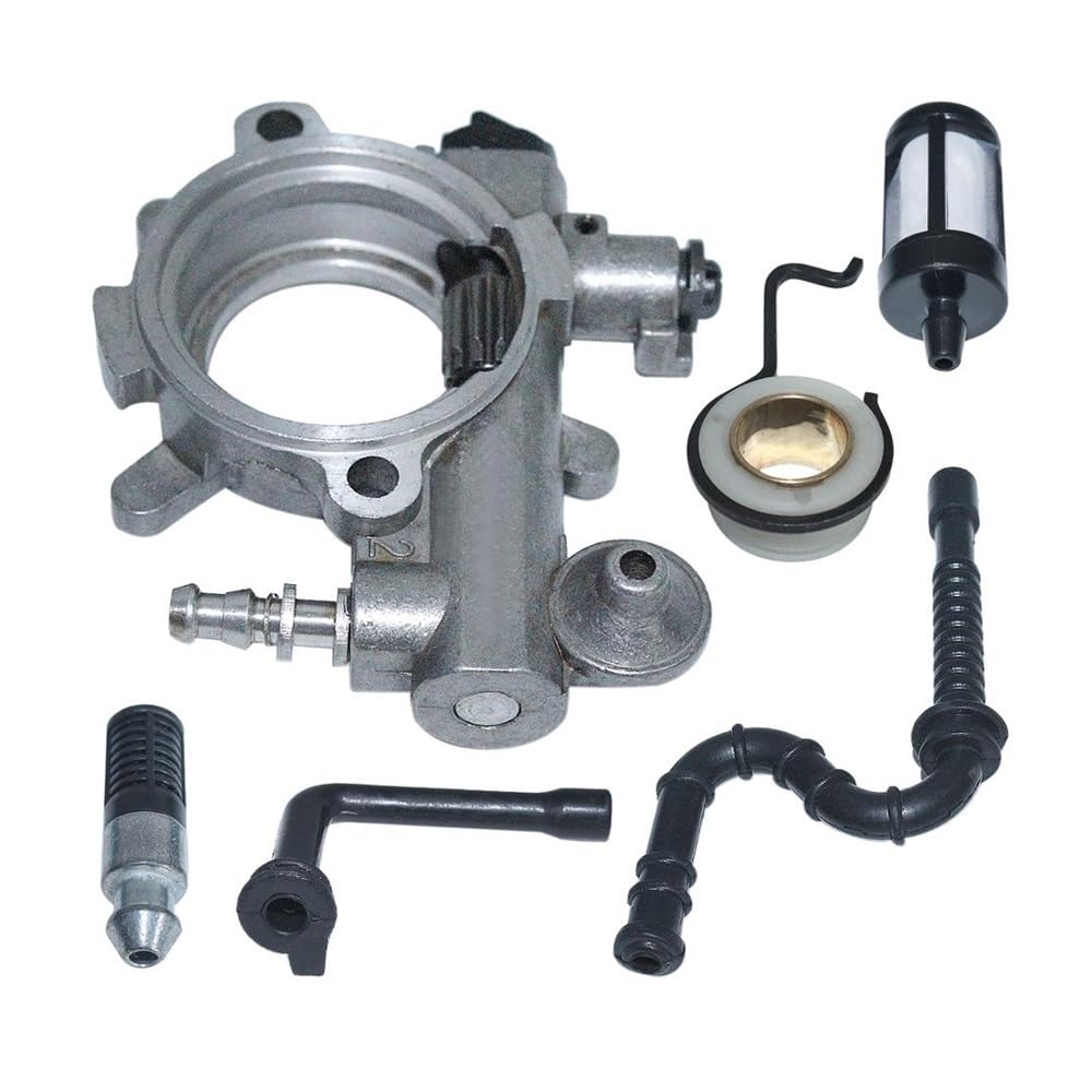 Herramientas de jardín Kit de línea de Filtro de Combustible y Engranaje helicoidal for engrasador de Aceite, Compatible con Motosierra 034 036 MS360 (reemplazo 1125 640 3201)