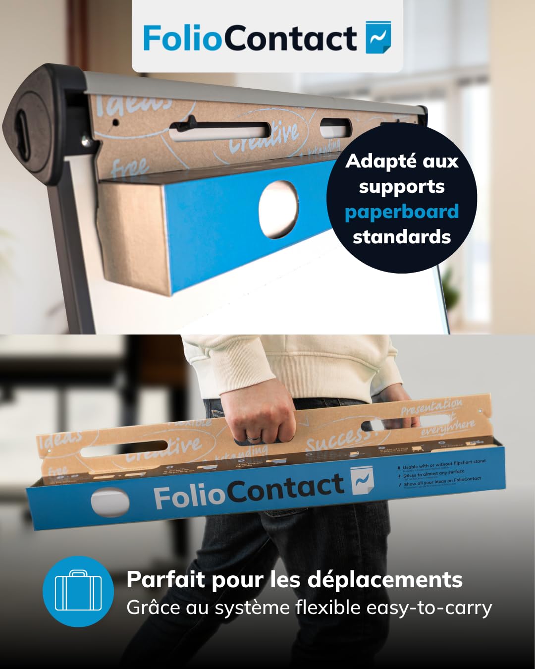 Whiteboard Tableau blanc en rouleau/Film électrostatique breveté Effaçable et réutilisable Fixation sans outil sur presque toutes les surfaces