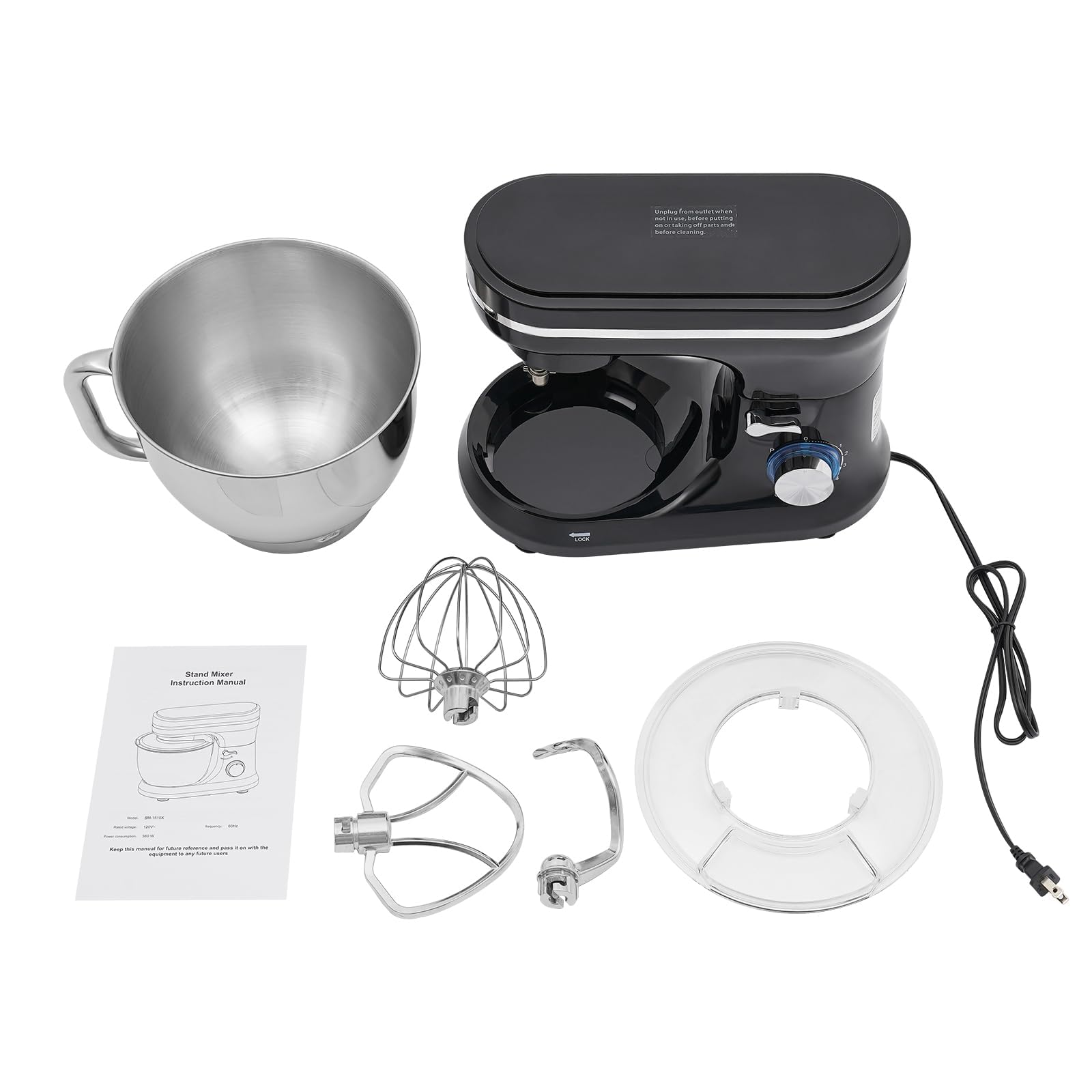Frullatore Elettrico per Alimenti, Impastatrice da Cucina da 4,7L a 8 Velocità con Gancio per Impasto, Impastatrice da 1000W per Impastare, Montare la Panna e Preparare Prodotti da Forno