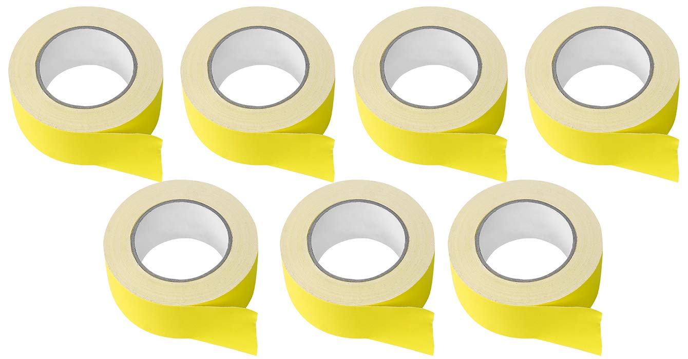 Rockville Rock Gaff Yellow Gaffers Tape 2 in x 100 Ft Rolls, Durable for Pro Audio and Stage Wire Applications, 7-Piece
