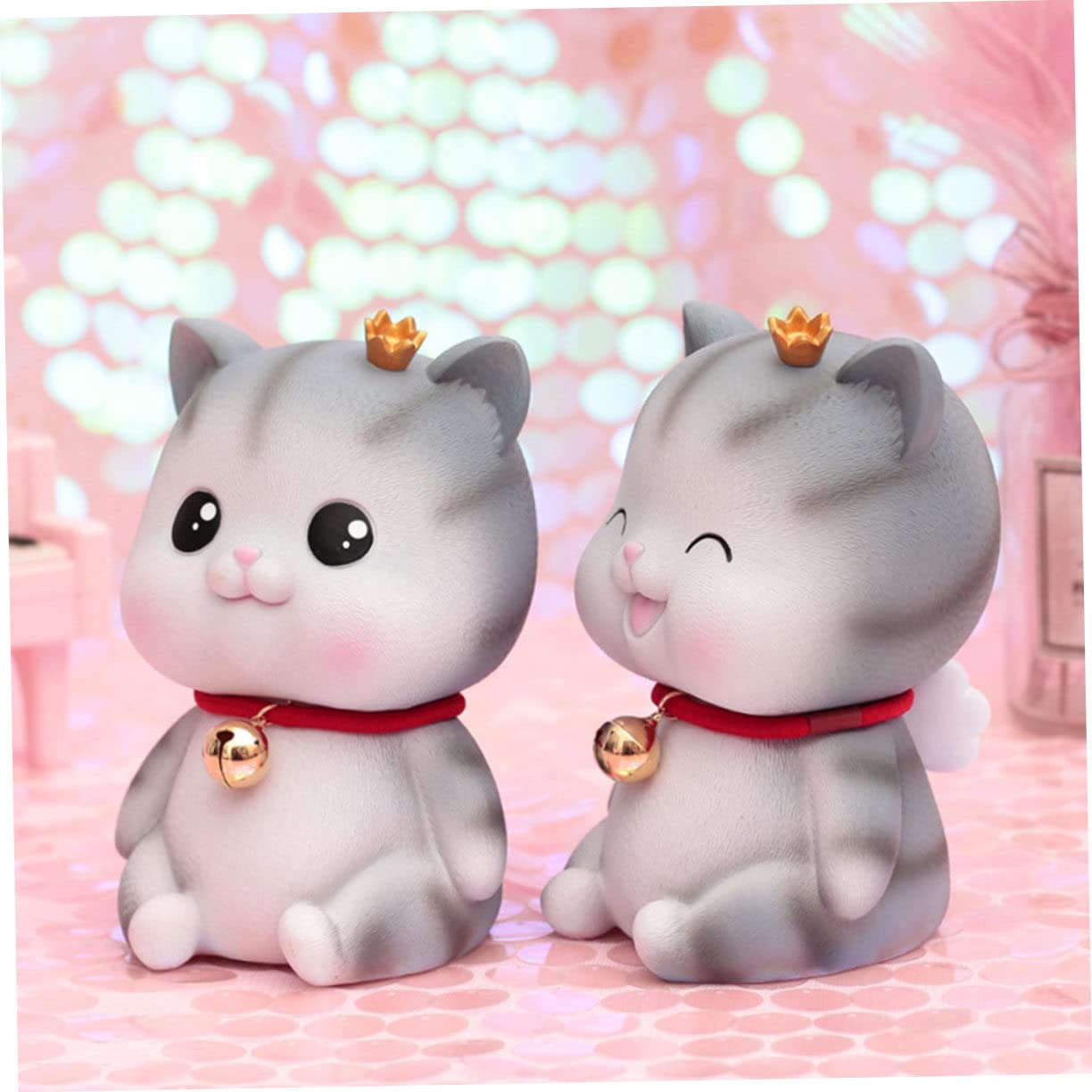 Hohopeti Tirelire Chat en Vinyle, Pot à Argenté pour Chatons, Motif Dessin Animé, pour Fille, Rangement de Monnaie, Décoration de Bureau Couleur Aléatoire