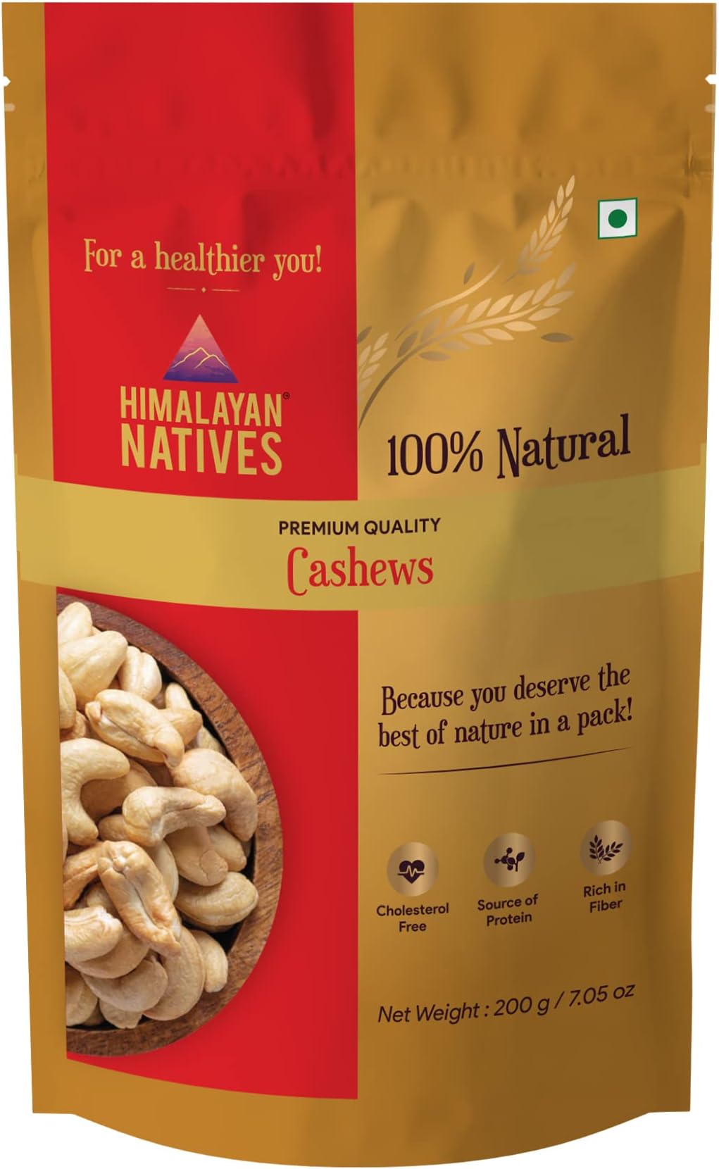 Himalayan Natives 100% Natural Cashews | Natural Cashew | Cashews | Kaju | Cashew nut | Unsalted Cashew | Whole cashews | Dry fruits | Himalayan Natives Quality Cashews 200g