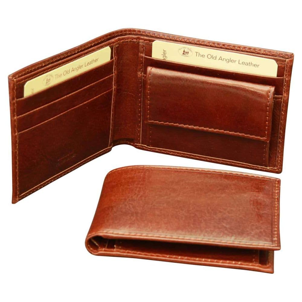 Old Angler Cartera de piel con blindaje RFID | Made in Italy | Diseño compacto con 5 compartimentos para tarjetas y monedero, marrón, Clásico