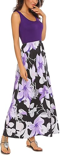 Miniatura 3 de BLUETIME - Vestido largo de verano, sin mangas, con estampado floral, estilo bohemio, para mujer (S-3XL)