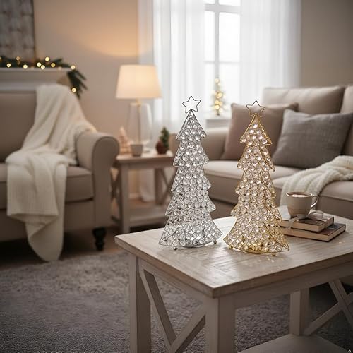 Miniatura 8 de Modern Day Accents Escultura de árbol de Navidad de cristal, 16 pulgadas de altura, transparente, plata, vidrio, hierro, decoración navideña al aire