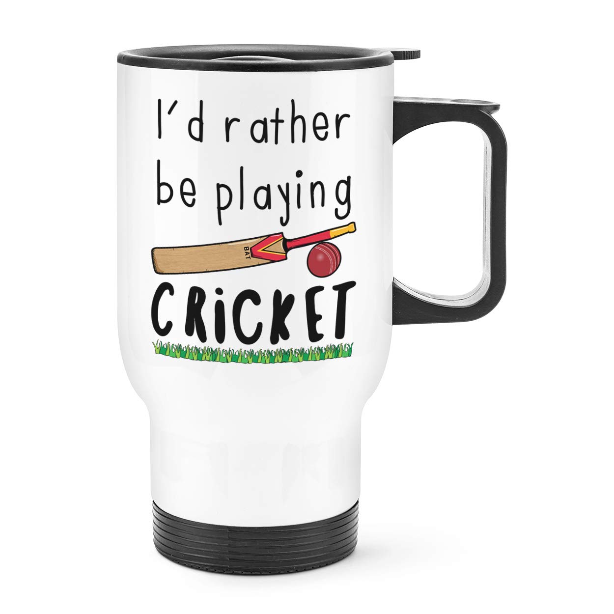 I'd Rather Be Playing Cricket Travel Mug Cup with Handle