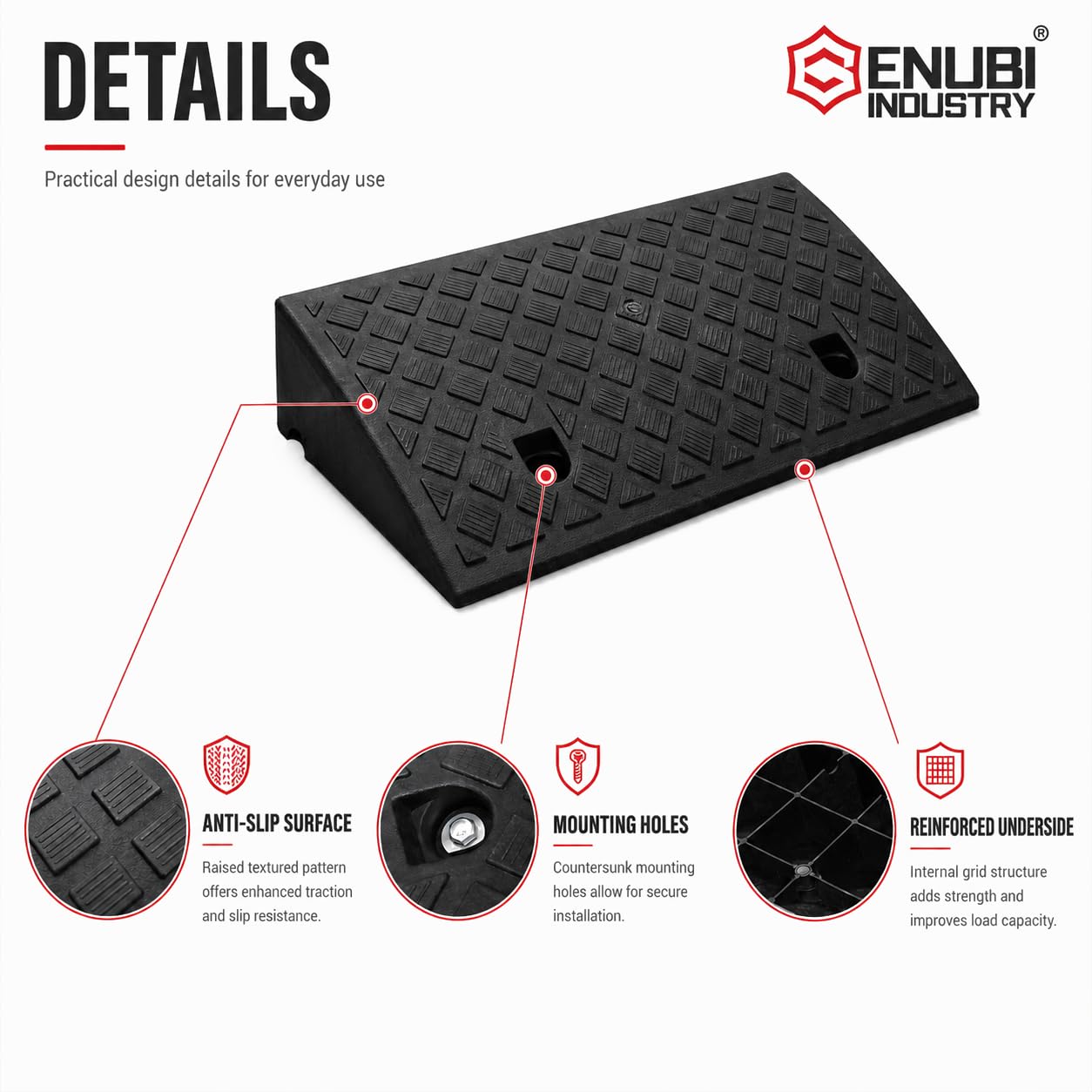 Frenare Rampa,Portatile Leggero Robusto Plastica Soglia Rampa per Vialetto,Dock di Carico,Marciapiede,Auto,Scooter, Bici, Moto