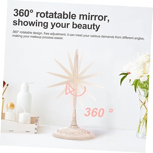 Miniatura 7 de Espejo de maquillaje espejo de tocador de mesa espejo de maquillaje de doble cara con rotación de 360 grados forma de corazón beige