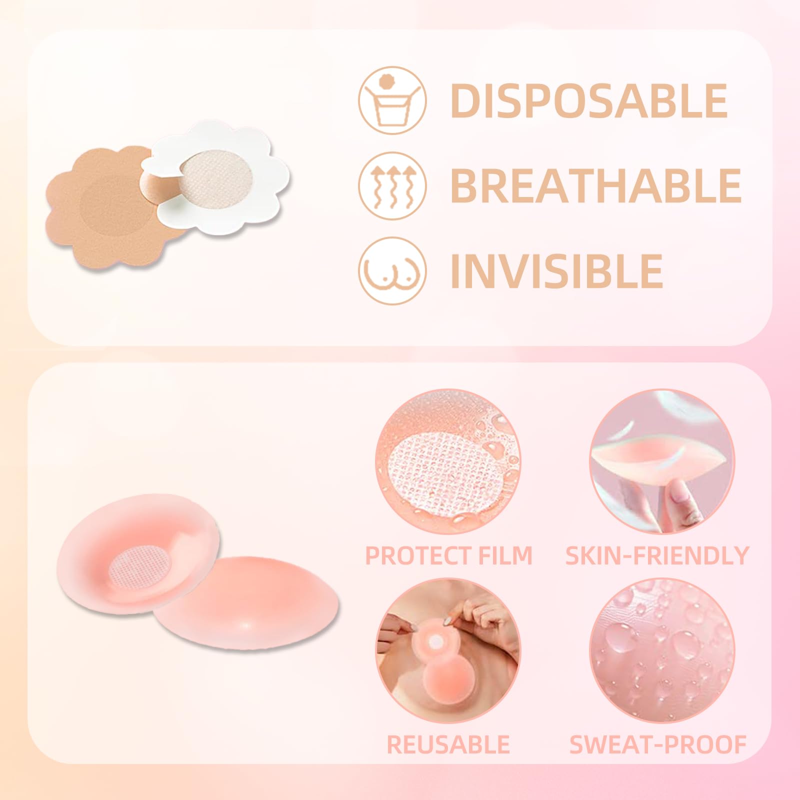 Zynxel Boob Tape 5m, Sujetadores Adhesivos para Mujer Push Up, Pezoneras Adhesivas Invisibles y Reutilizables, para Sujetadores sin Espalda, Vendas Sujetadoras para Mujer Copa A-E