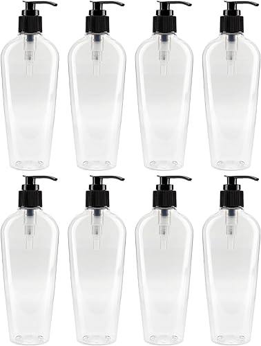 Miniatura 1 de Cornucopia - Botellas de loción de plástico transparente de 8 onzas con dispensadores de bomba (paquete de 8) recipientes vacíos para loción, jabón