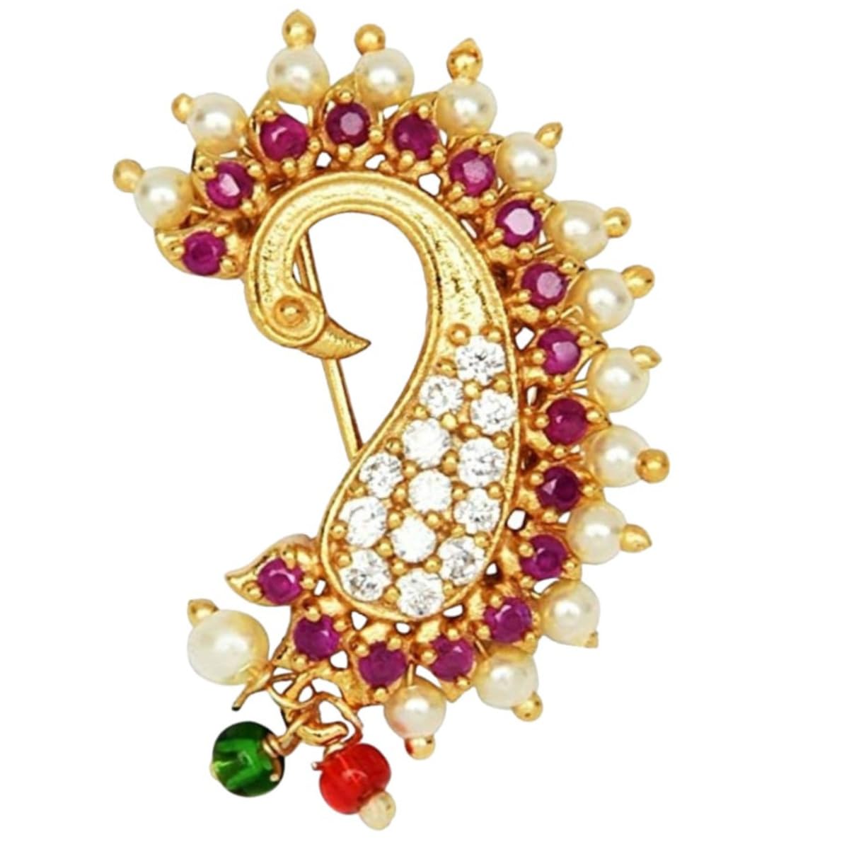 See full amazon price history chart for JWELLA Traditional Light Weight Gold-Plated mahrashtrian Peacock Nath Nose ring Nose pin with Ruby, Pearl, and Multicolor Beads for Women and Girls Non Piercing JWELLA Traditional Light Weight Gold-Plated mahrashtrian Peacock Nath Nose ring Nose pin with Ruby, Pearl, and Multicolor Beads for Women and Girls Non Piercing (B0D9QX4BZC) Amazon Price History, Amazon Price Tracker