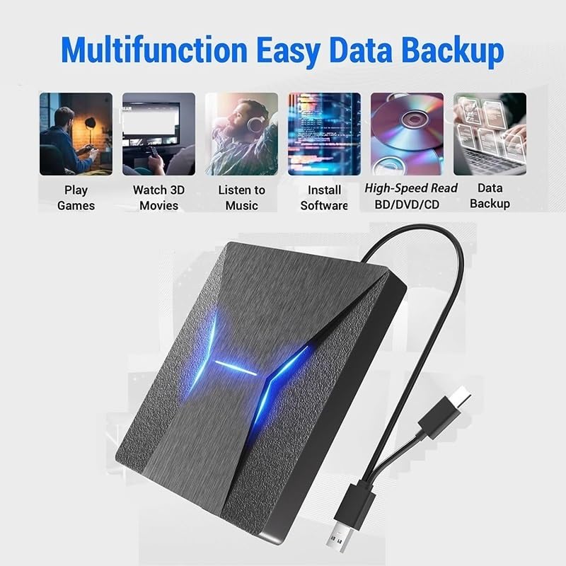 Zewnętrzny napęd Blu-Ray USB3.0 Type-C Odtwarzacz 3D Nagrywarka CD DVD