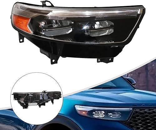 Miniatura 3 de CNCEST Faro delantero LED derecho con bombilla para Ford Explorer 2020 2021 2022  Carcasa Balck lente transparente  Ajuste directo  Lado delantero