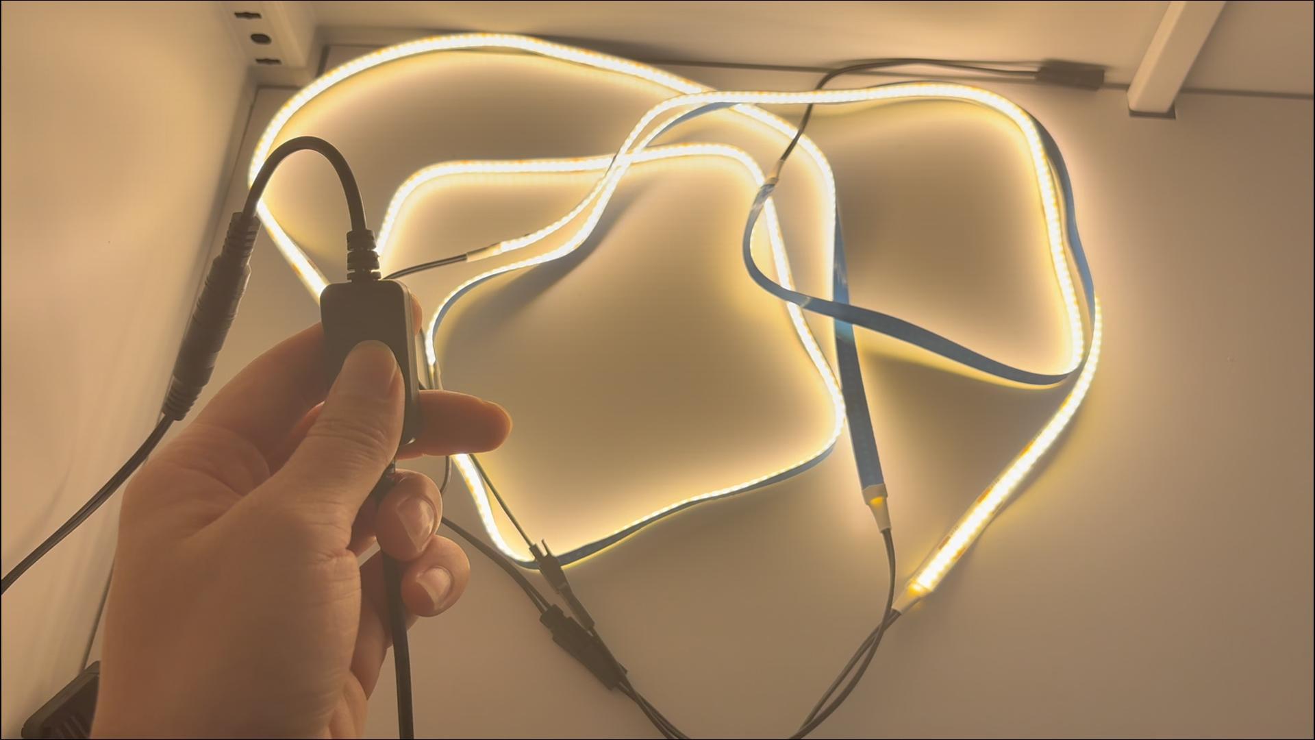 Image of JUSJUBR Shelf Lights, 6 PCS 20 Inch Dimmable Flexible COB LED Light Strips, Warm White 3000K, LED Under Cabinet Lights for Display Case, Bookshelf, Kitchen, Wardrobe and Closet