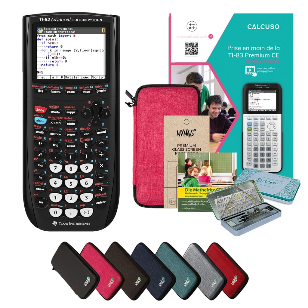 CALCUSO Paquete Prémium Rosa con Calculadora Grafica TI 82 Advanced Python Edition