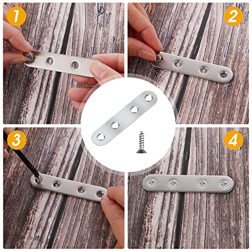 Prasacco 10 Pcs Mending Plates Flat Brackets Stainless Steel Straight Brackets With 40 Screws Furniture Wall Fixing Corner Brackets Metal Brackets For Wood 76×16 Mm #TOP2