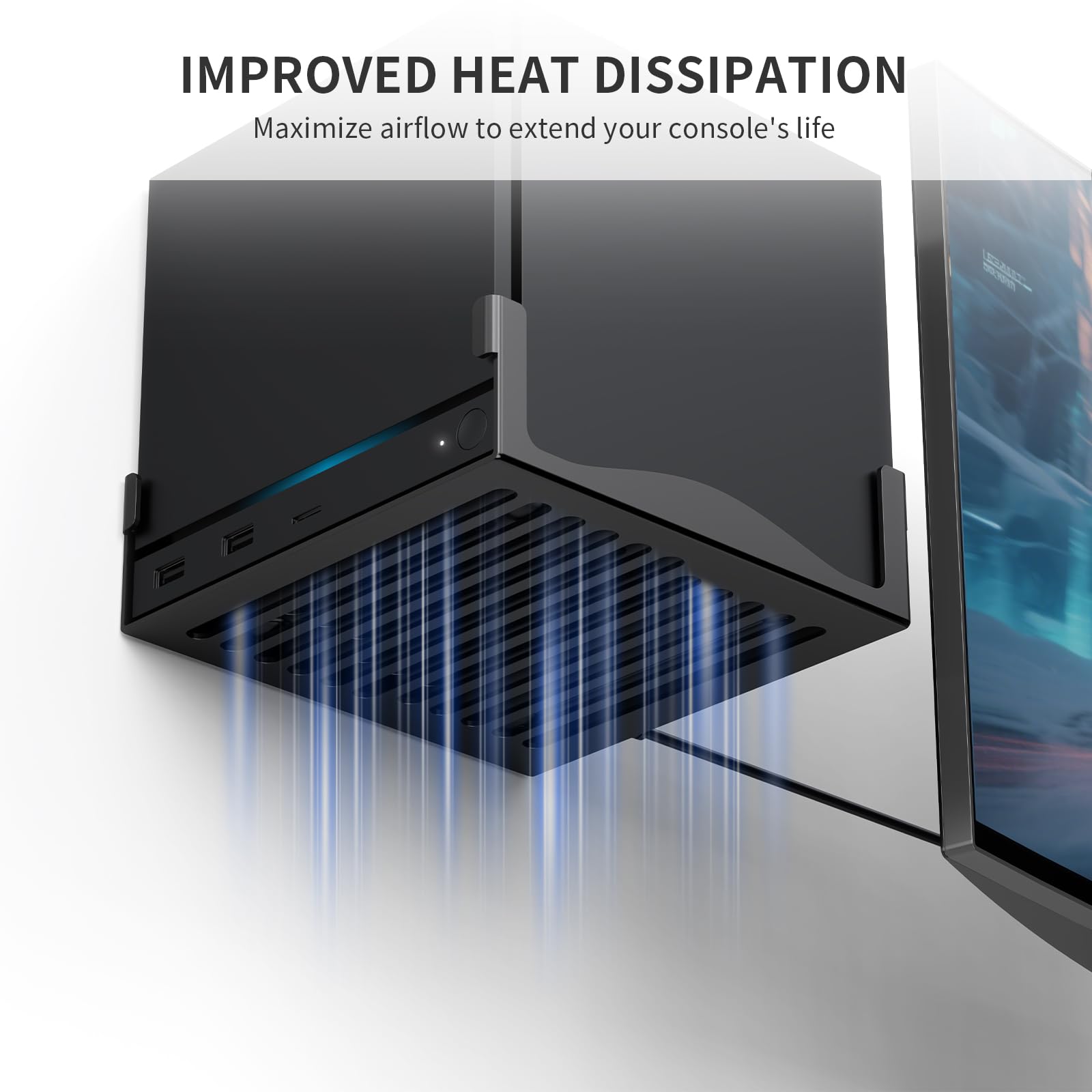 Supporto da parete console per Steam Machine, staffa da parete salvaspazio con raffreddamento ad aria, dotata di vite metallica, per pietra, legno, mattoni, piastrelle e marmo