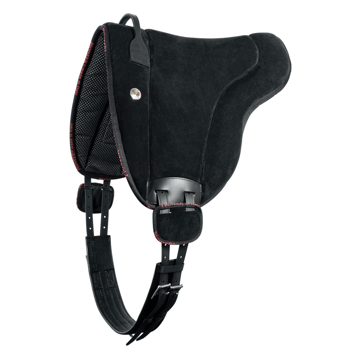 PIONEER Reitsattel aus Wildleder für natürliches Reiten, Made in Italy mit Wattierung aus Watte und Memory Foam, Bareback 53x50 cm mit Neopren-Gurt - Braun