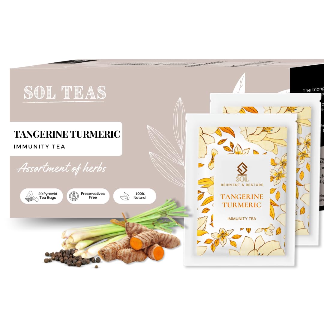 SOL Spiced Turmeric Tea Bags - With Ginger, Black Pepper, Cardamom, Cinnamon, Lemongrass | Quality Ayurvedic Herbs | Caffeine Free | 40 Tea Bags (B0CLJHP1T5) Amazon Price History, Amazon Price Tracker