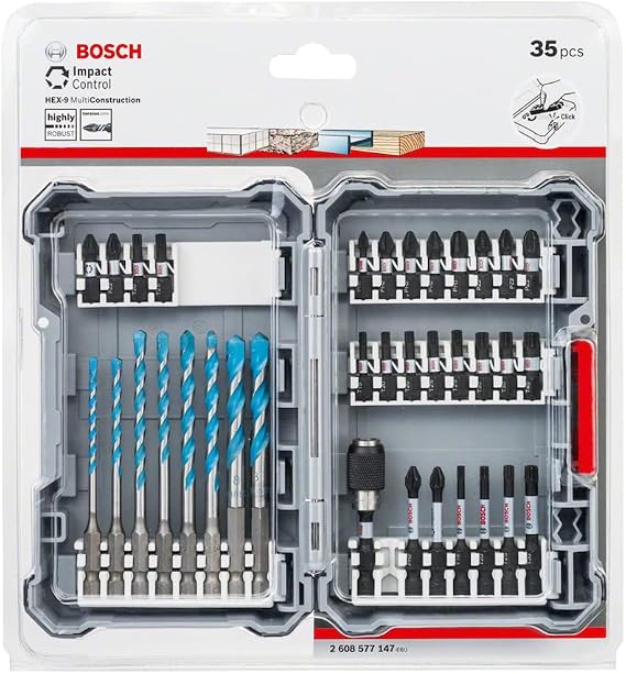 Bosch Professional 35-piece MultiConstruction drill and Impact Control screwdriver bit set (Pick and Click, HEX-9, drill, hammer and hammer drill accessory)