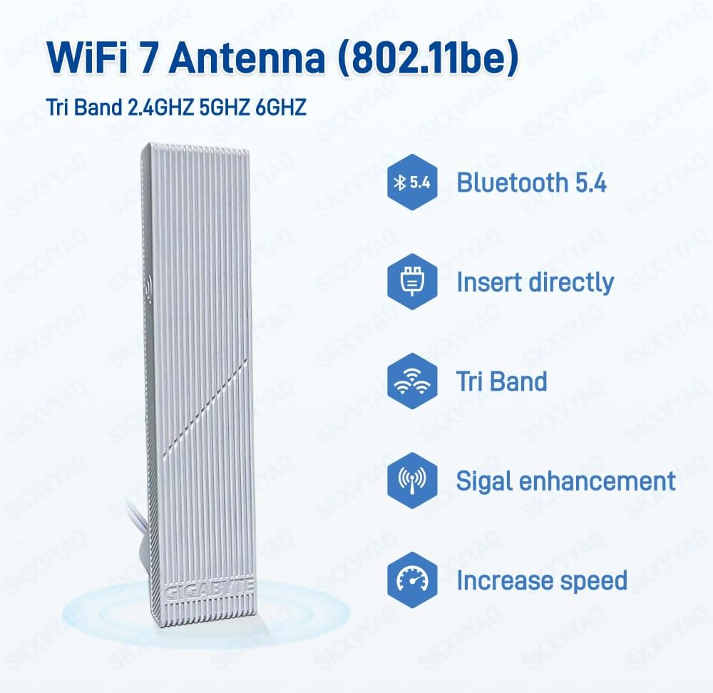 WiFi 7 Motherboard Magnetic Antenna New Interface for GIGABYTE X870 AORUS Elite,X870E AORUS Elite，X870E AORUS PRO，Z890 AORUS Elite，B850 AORUS Elite Gaming WiFi 6e Antenna PC Desktop Computer White