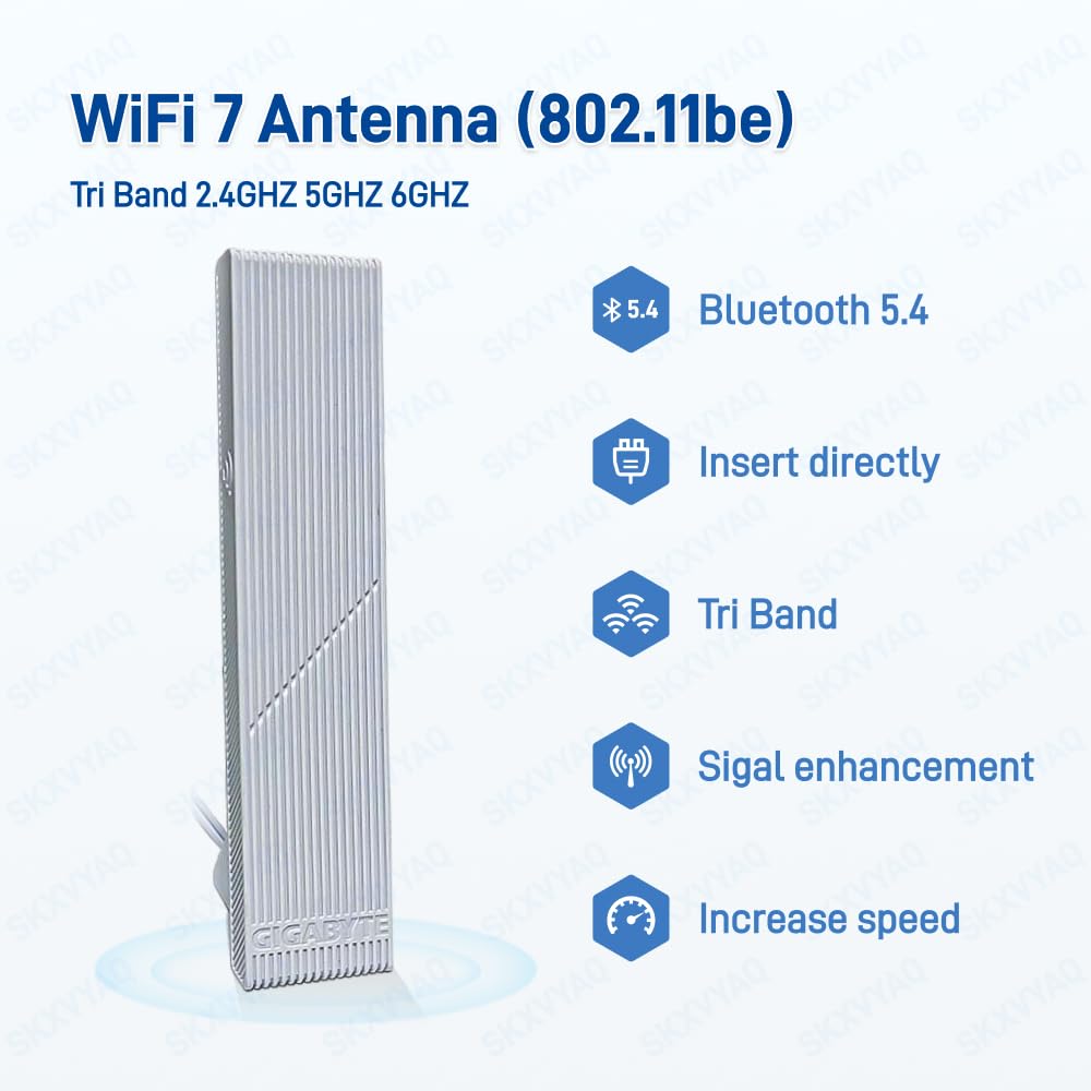 Antena de base magnética WiFi 7 con nueva interfaz para PC de escritorio para GIGABYTE X870 Z890 B850 WiFi7 Antenas placa base blanca