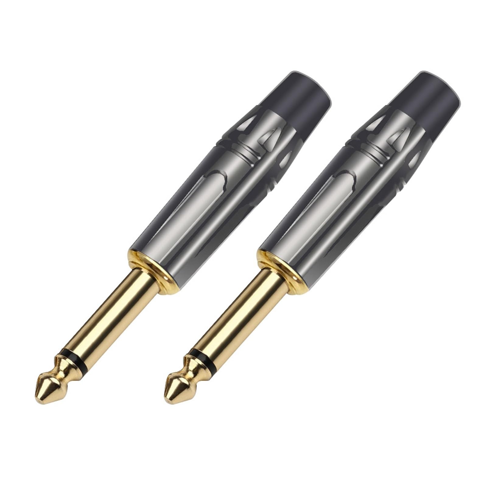 2 szt. 2-biegunowe złącze mono jack 6,35 mm mosiężne 6,3 mm wtyczka 1/4 cala złącze kabla mikrofonu audio (czarne)