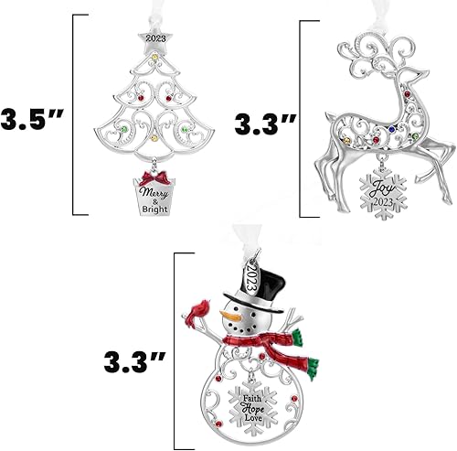 Miniatura 5 de Laraine Adornos para árbol de Navidad de 3 piezas  Colgante decorativo colgante de coche 2023, regalo de recuerdo de vacaciones, decoración del