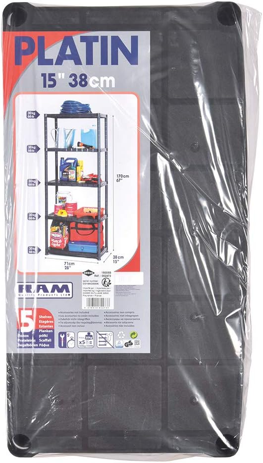 Shelf - 5 Shelves - 71 x 38 x 170 cm - Black